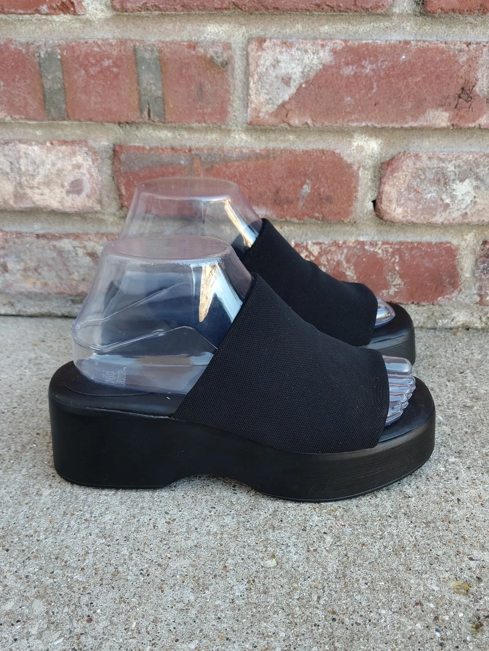 Wild Fable Knit Stretch Black Platform Sandals Size 6 Y2K Whimsigoth Retro